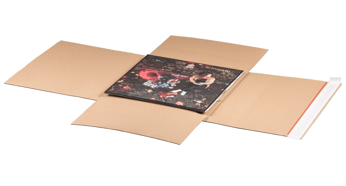 Beispielabbildung: Versandverpackung für Schallplatten, 330 × 330 × bis 75 mm