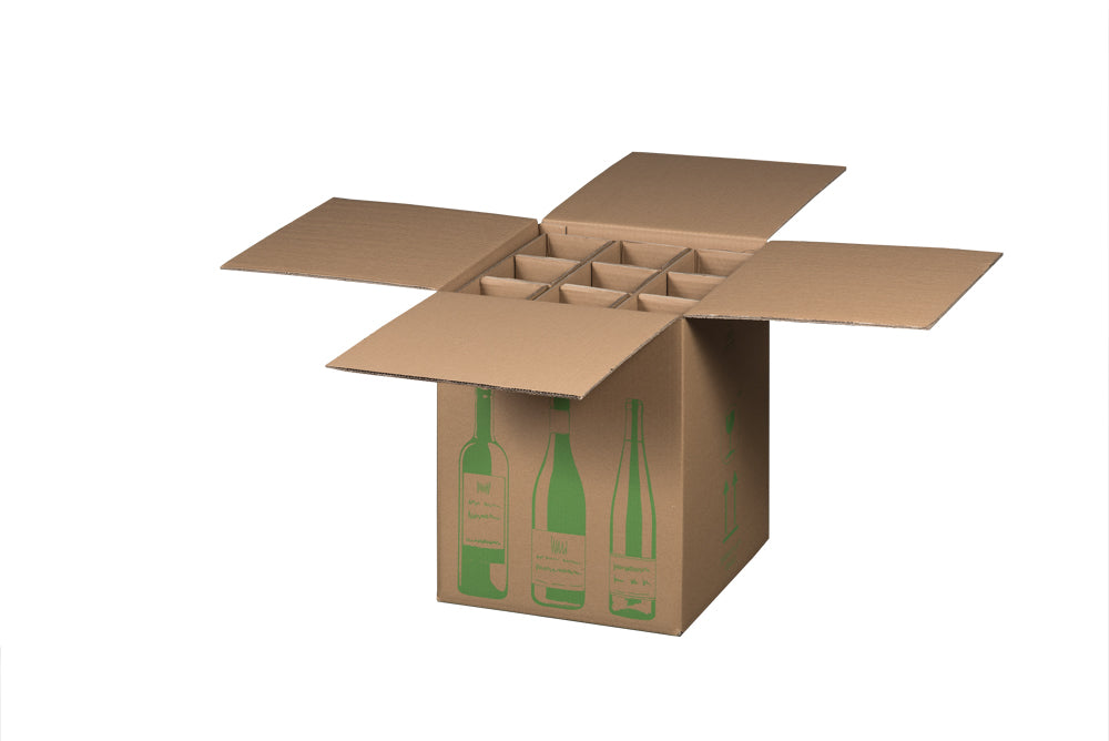 Beispielabbildung: Faltkarton für 9er Flaschen, 316 × 305 × 368 mm