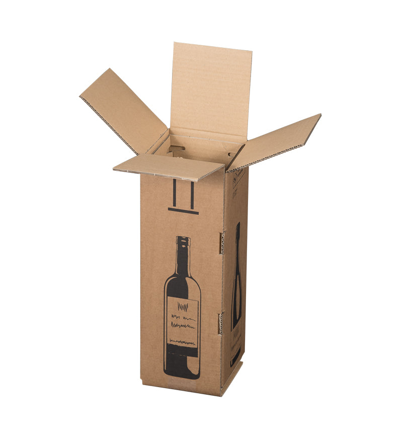 Beispielabbildung: Faltkarton für 1er Magnumflasche, 144 × 144 × 425 mm